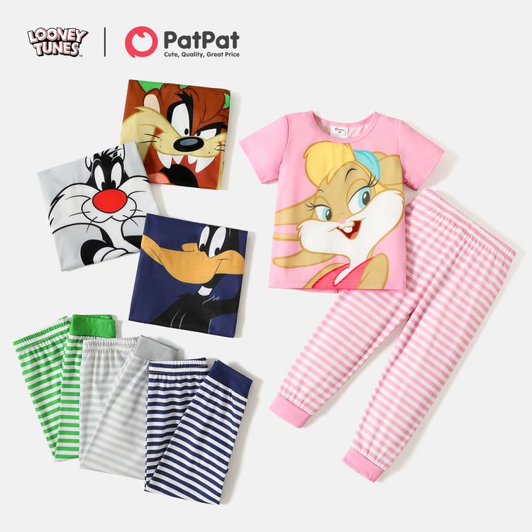 Looney Tunes 2pcs Toddler Girl/Boy Short-sleeve Tee and Stripe Pants Set Light Pink