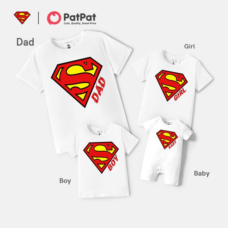 Superman Daddy and Me Classic Super Hero Logo Cotton Tee White