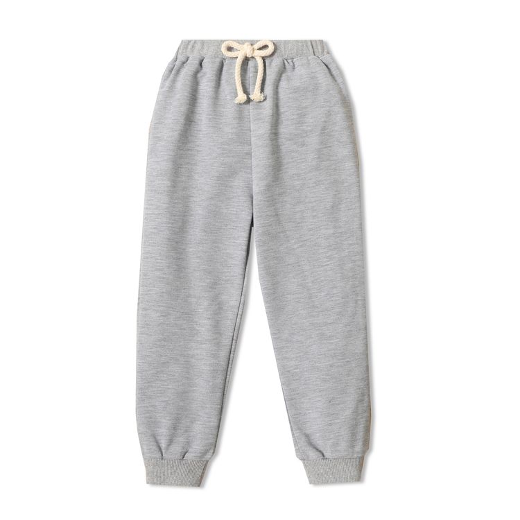 Toddler Boy Solid Color Casual Joggers Pants Sporty Sweatpants Light Grey