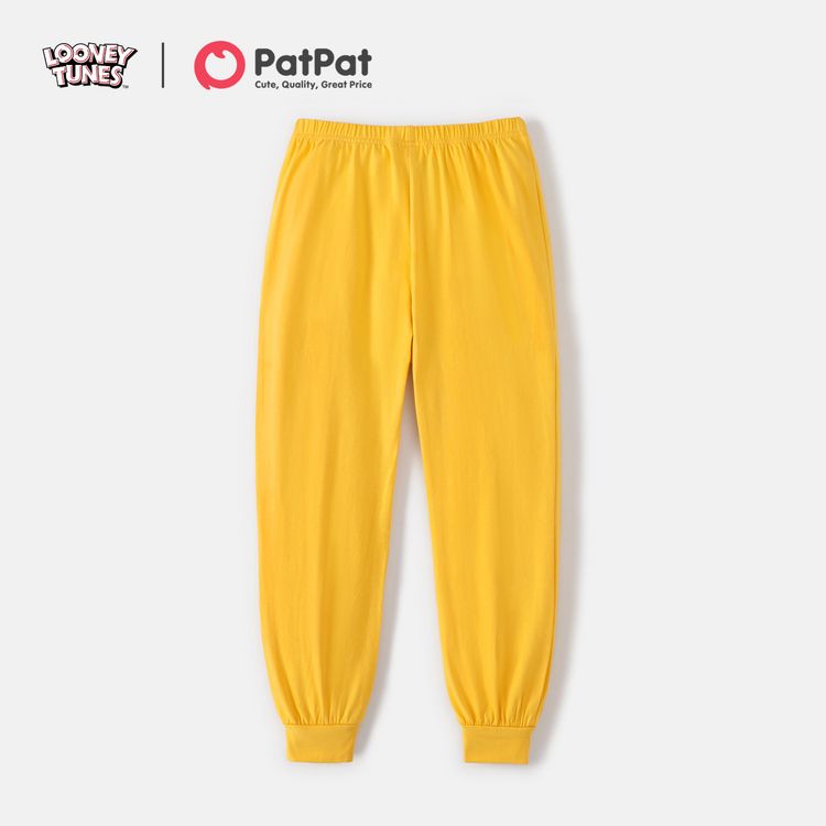 Looney Tunes Kid Boy/Kid Girl Letter Print Pocket Design Elasticized Cotton Pants Yellow