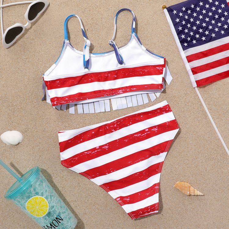 Independence Day 2pcs Kid Girl Swimsuit Set Red