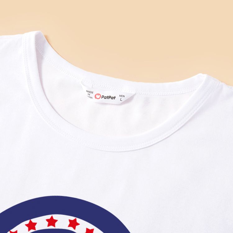 Family Matching White Short-sleeve Rainbow and Letter Print T-shirts White