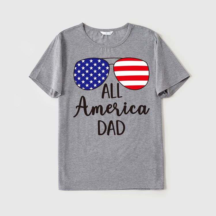 Family Matching 100% Cotton Short-sleeve Stars Striped Sunglasses and Letter Print T-shirts Multi-color