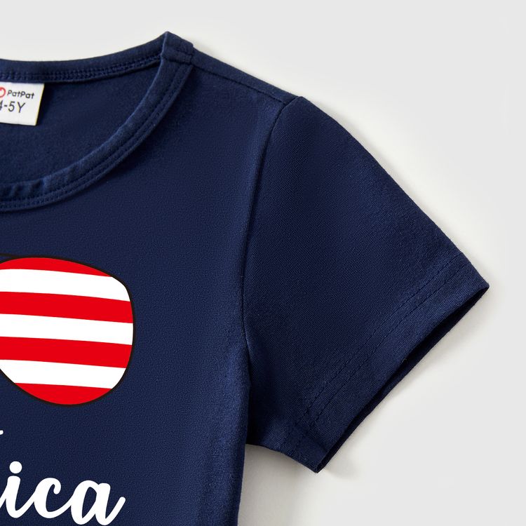 Family Matching 100% Cotton Short-sleeve Stars Striped Sunglasses and Letter Print T-shirts Multi-color