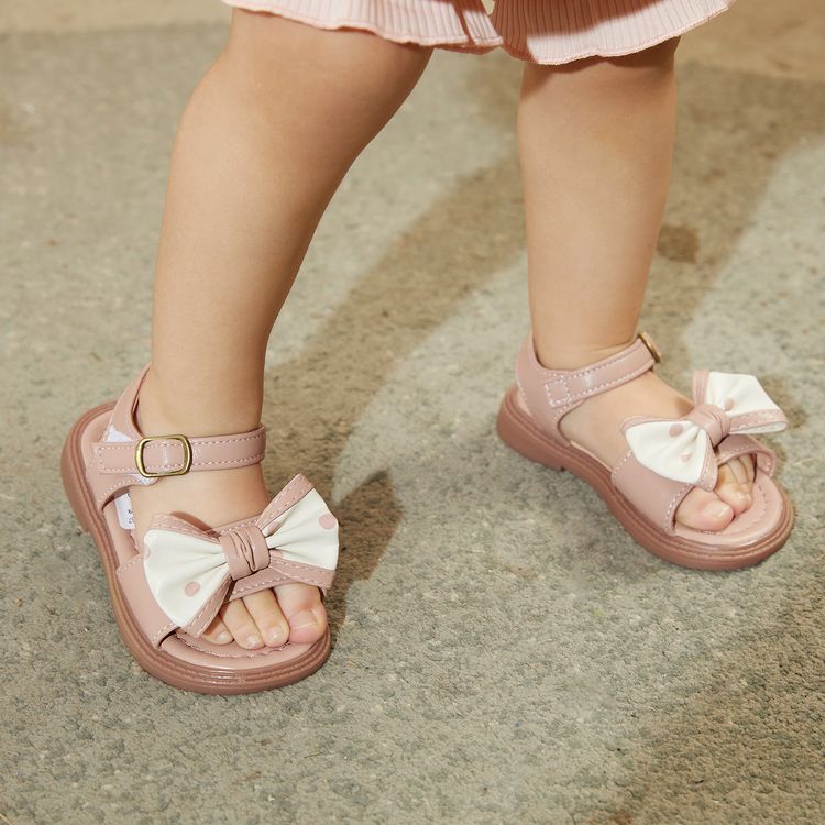Toddler / Kid Polka Dots Bow Decor Pink Sandals Pink