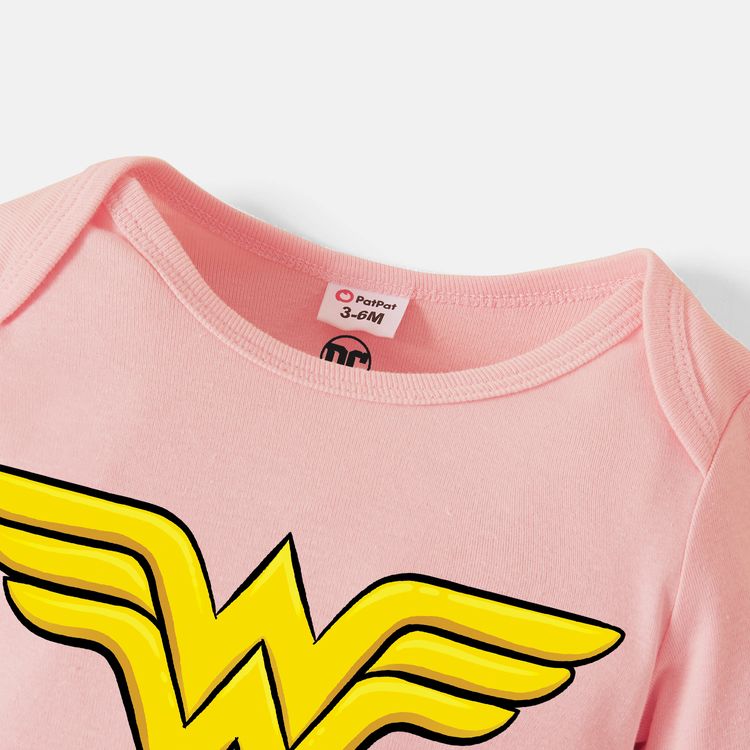Justice League Baby Boy/Girl 100% Cotton Long-sleeve Graphic Jumpsuit Pink