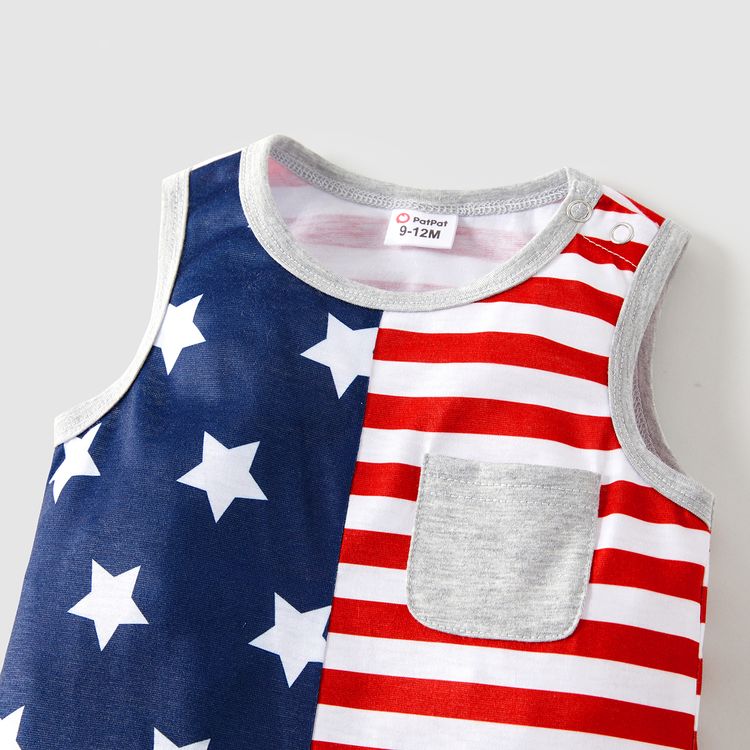 Family Matching Stars and Striped Print Splicing Short-sleeve T-shirts ColorBlock