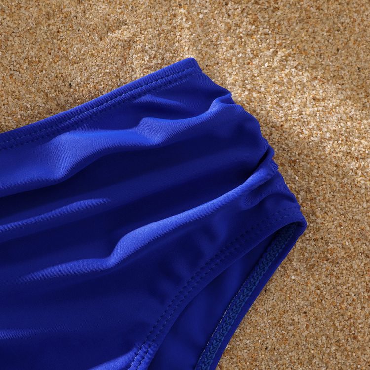 Family Matching Tie Dye Tank Crop Top Bikini Set Swimwear and Swim Trunks Shorts Blue