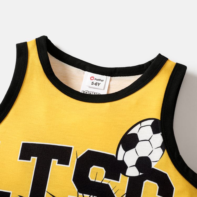 Looney Tunes 2pcs Kid Boy Balls Print Tank Top and Colorblock Shorts Set Yellow