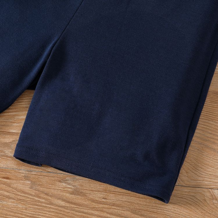 2pcs Kid Boy Balls Print Short-sleeve Tee and Dark Blue Shorts Set Tibetanbluewhite