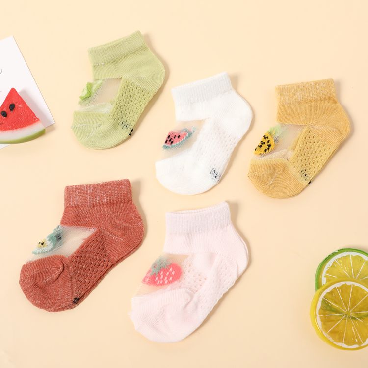 5-pairs Baby / Toddler Fruit Pattern Mesh Breathable Socks Color block