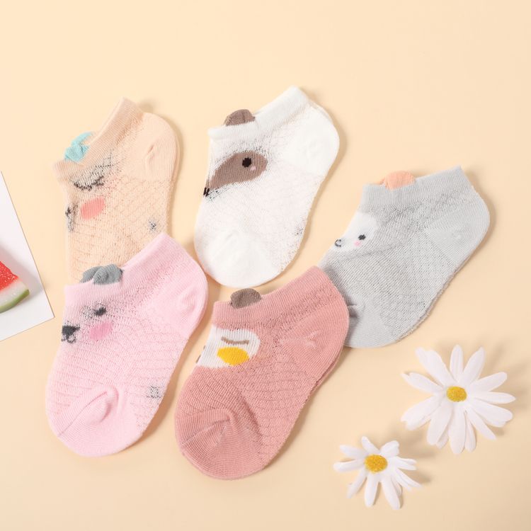 5-pairs Baby / Toddler Cartoon Animal Pattern Mesh Socks Multi-color