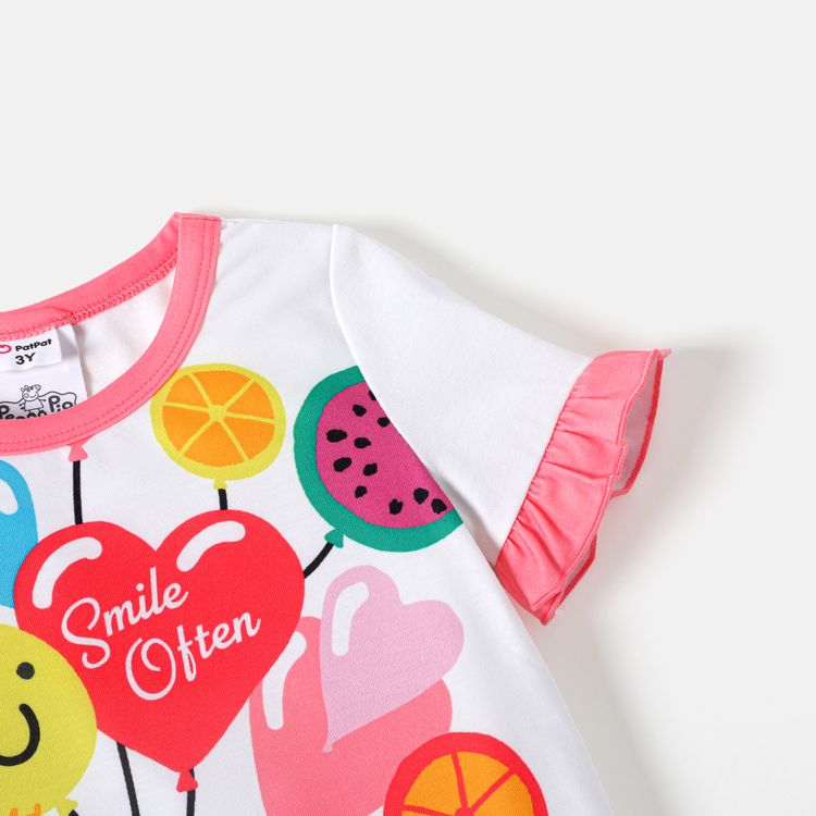 Peppa Pig Toddler Girl Polka dots/ Stripe Balloon Print Short-sleeve Tee White