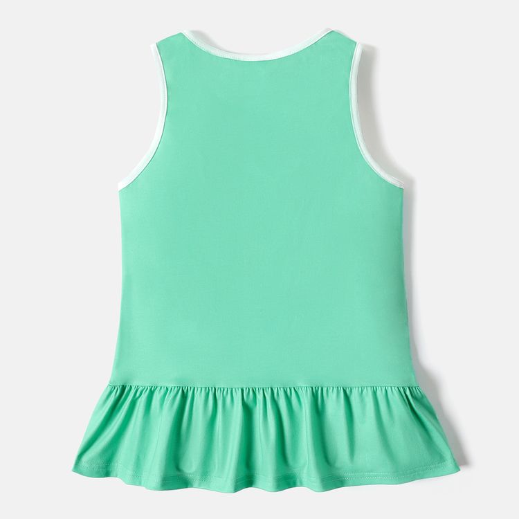 L.O.L. SURPRISE! Kid Girl Letter Star Print Ruffle Hem Sleeveless Green Dress BlueGreen