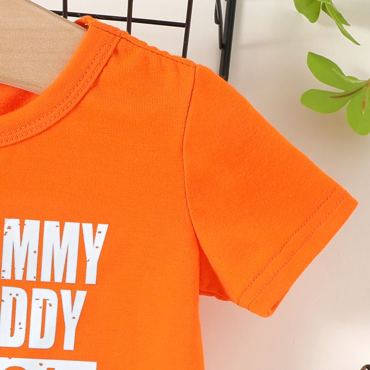 Baby Boy Letter Print Round Neck Short-sleeve T-shirt Orange
