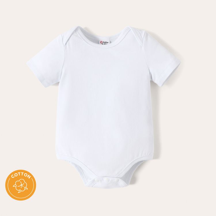 3-Pack Baby Boy/Girl Cotton Short-sleeve White Rompers Set White