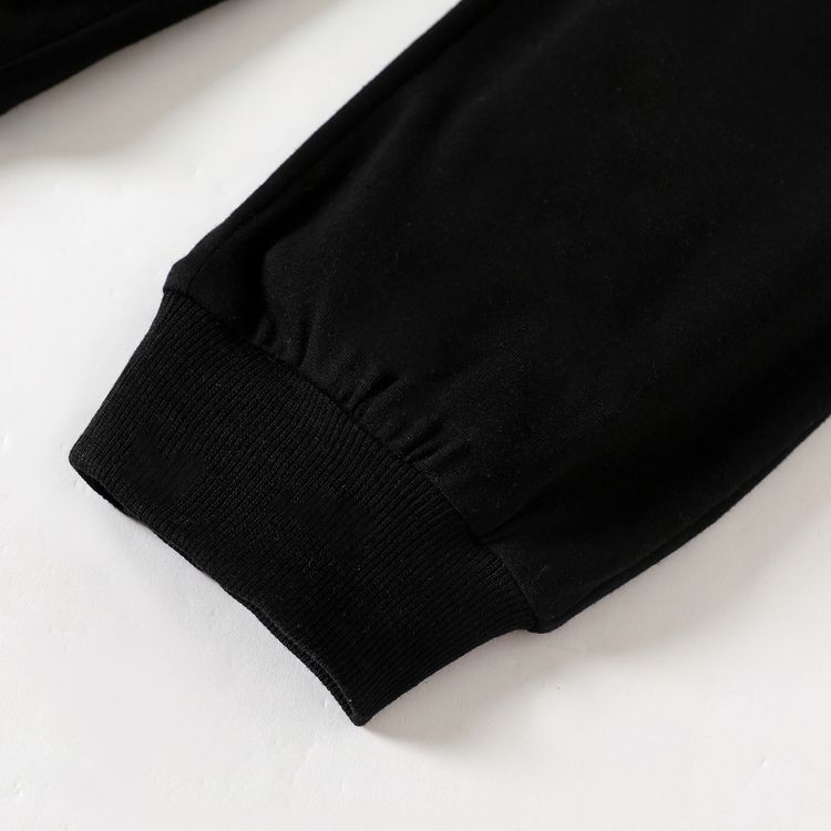 2pcs Kid Boy Painting Print Colorblock Short-sleeve Tee and Elasticized Pants Set Black