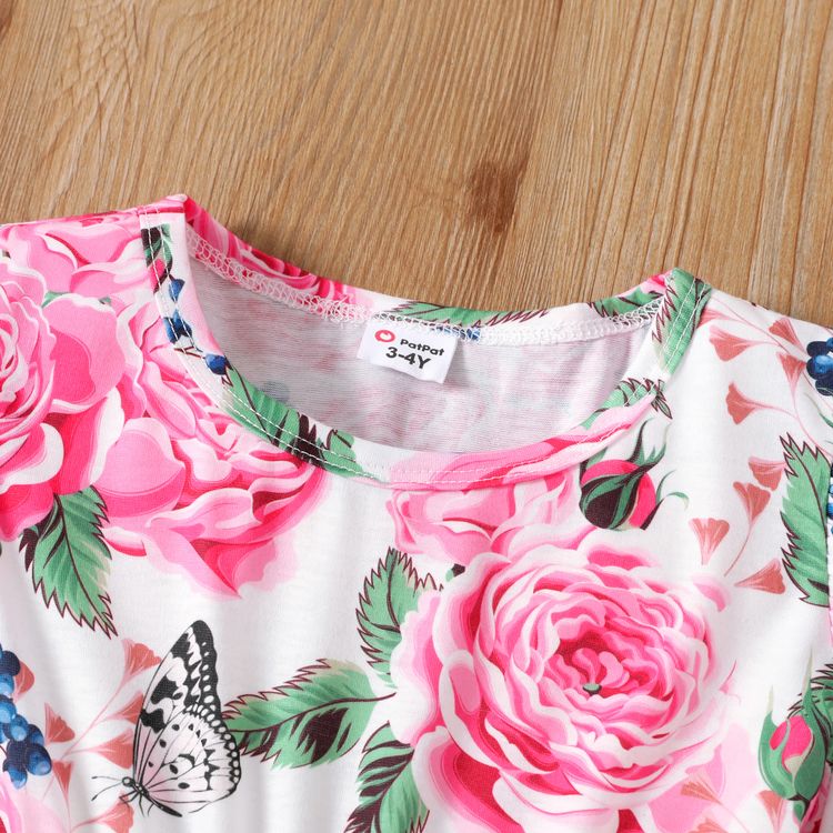Toddler Girl Floral Print Ruffled Short-sleeve Dress Pink