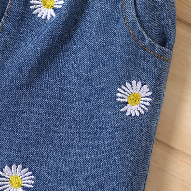 100% Cotton Baby Boy/Girl Allover Daisy Embroidered Denim Shorts DENIMBLUE