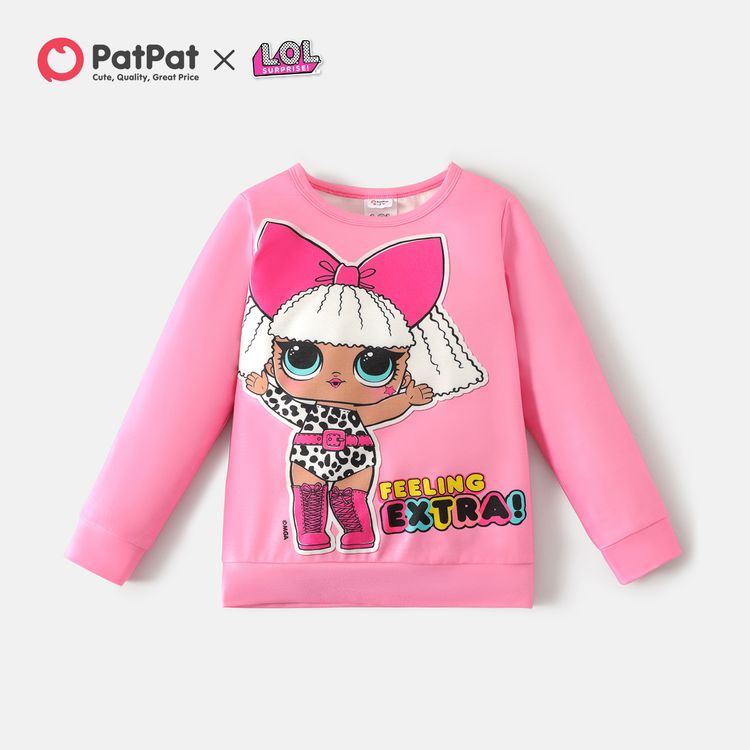 L.O.L. SURPRISE! Kid Girl Letter Characters Print Pullover Sweatshirt PINK