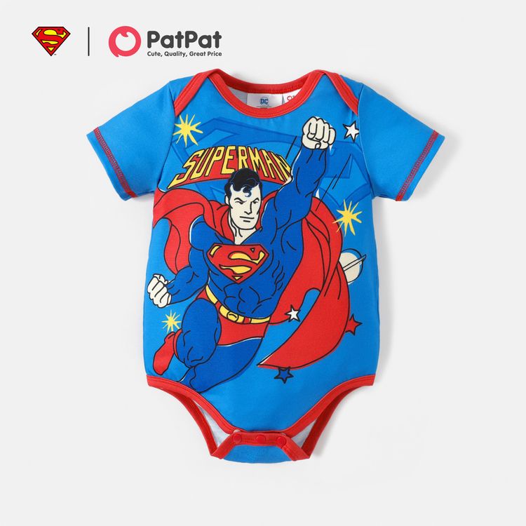 Justice League Baby Boy/Girl Short-sleeve Graphic Romper Blue