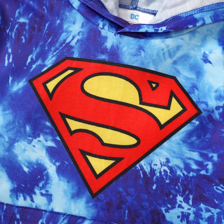 Justice League Kid Boy Tie Dyed Hooded Sweatshirt Blue