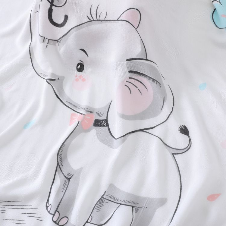 Cartoon Elephant Pattern Cooling Blanket Soft Breathable Baby Summer Enhanced Cooling Blanket Kids Bedding Light Grey