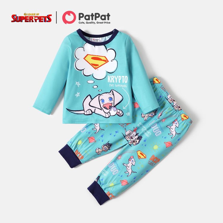 超級寵物2 件男嬰95% 棉長袖圖案上衣和褲子套裝僅¥83.25 PatPat HK移動版