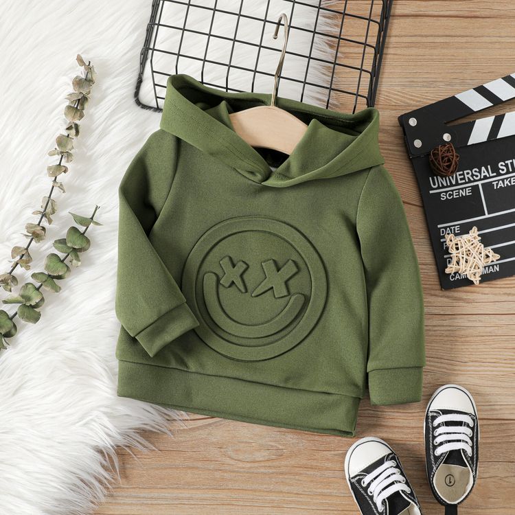 Baby Boy Army Green Long-sleeve Graphic Hoodie Army green