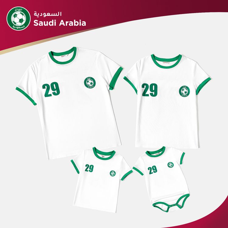 Family Matching Short-sleeve Graphic White Soccer T-shirts (Saudi Arabia) White