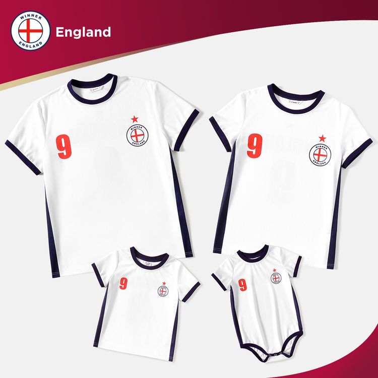 Family Matching Short-sleeve Graphic White Soccer T-shirts (England) White