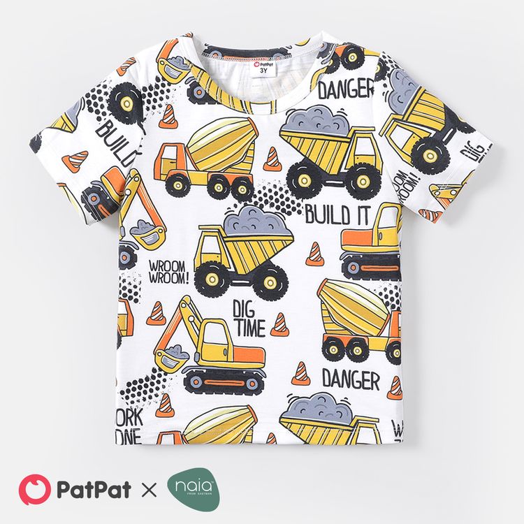 Toddler Boy Excavator Print Short-sleeve Naia Tee yellowwhite