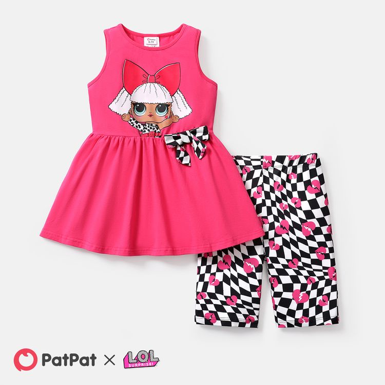 L.O.L. SURPRISE! 2pcs Toddler/Kid Girl Bowknot Design Sleeveless Tee and Shorts Set PINK-1