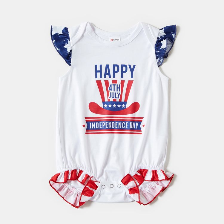 Independence Day Stripe and Star Matching Sling Shorts Rompers Dark blue/White/Red