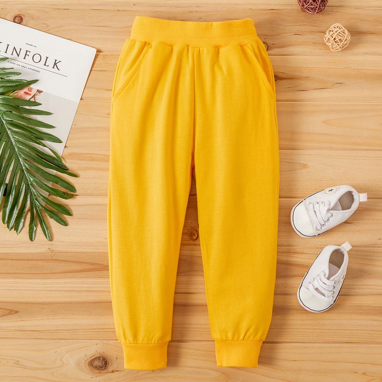 Baby / Toddler Solid Pocket Casual Pants Yellow