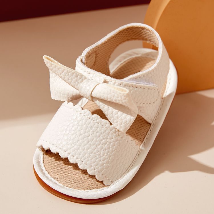 Baby / Toddler Solid Bowknot Velcro Closure Sandals White