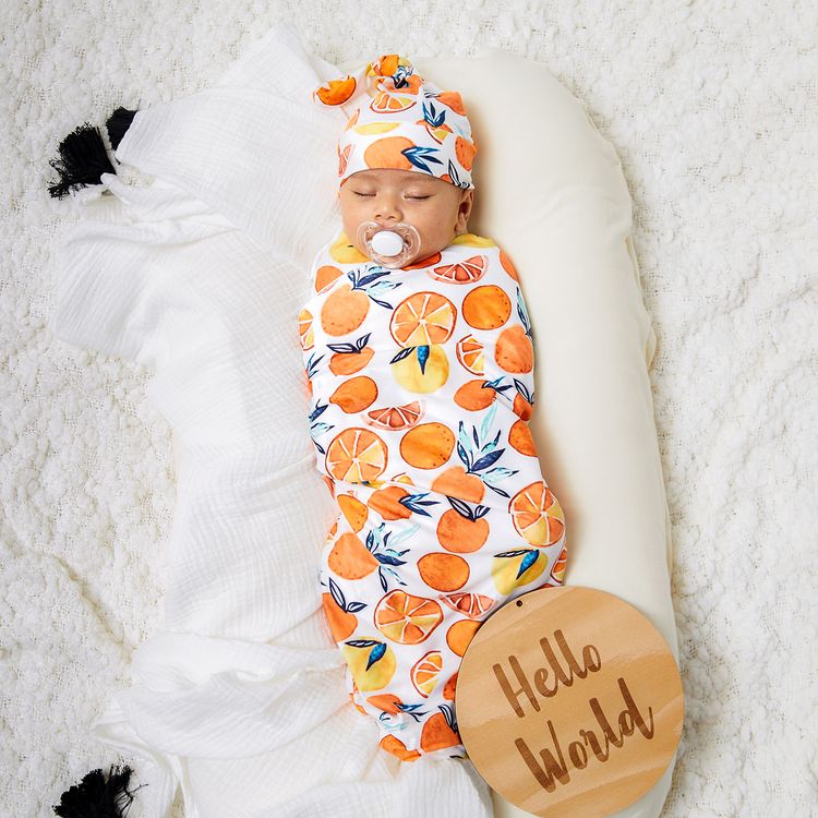 orange swaddle blanket