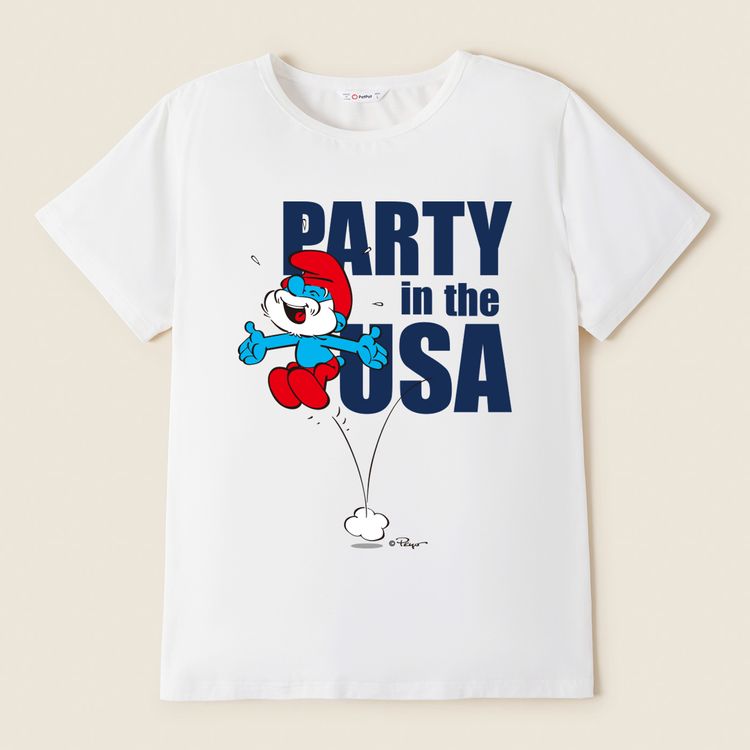 Smurfs Party Family Matching Cotton Tees and Romper White