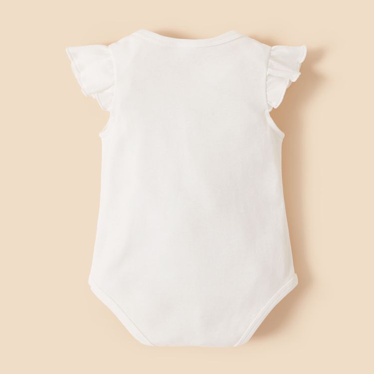 100% Cotton Baby Girl Leopard Girl Print White Flutter-sleeve Romper White