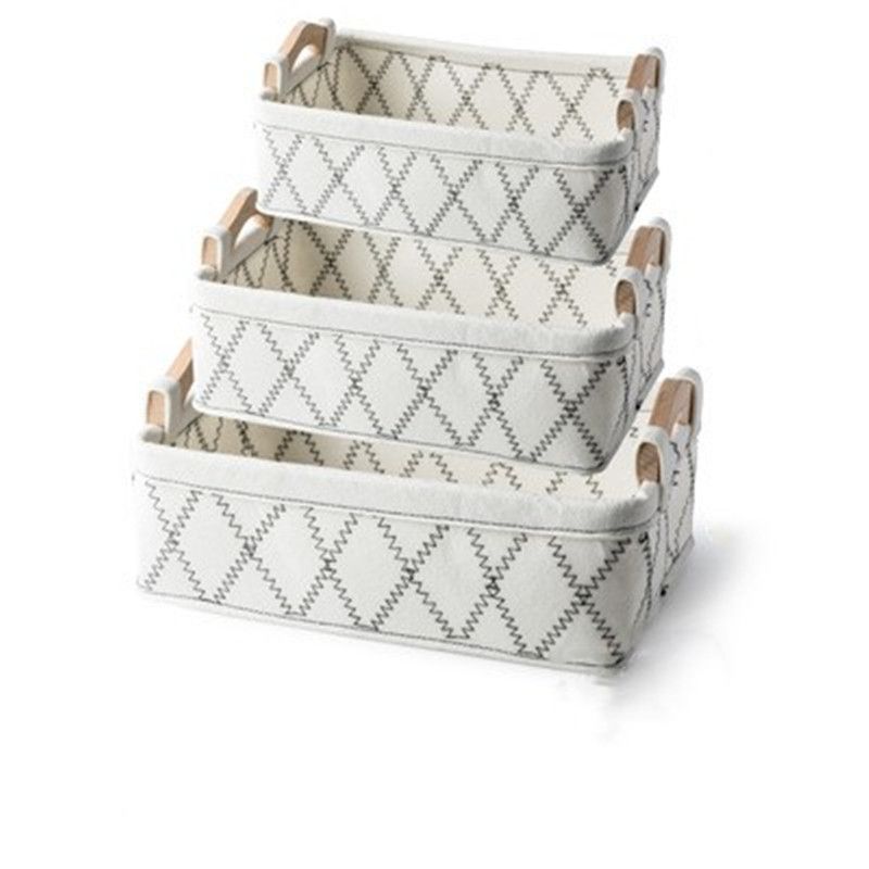 Desktop Storage Box Toy Sundries Storage Basket Cosmetic Underware Storage Organizer Creamy White