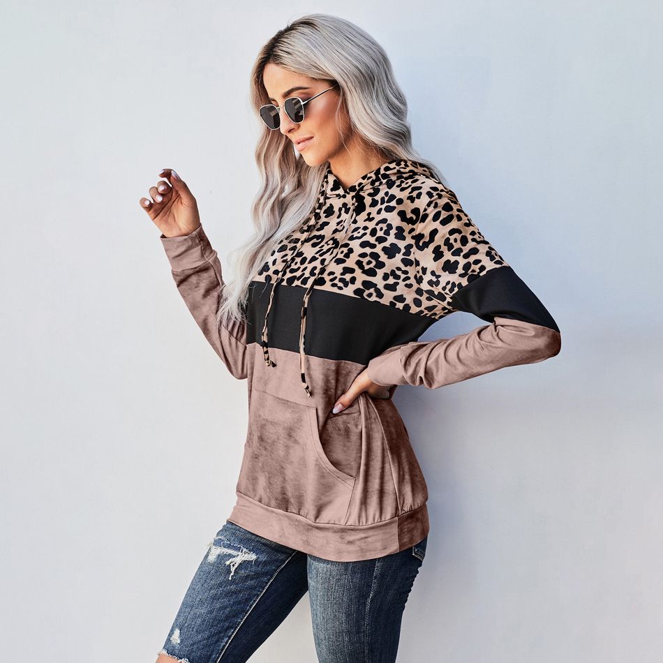 Hooded Leopard full print long sleeve normal Hooded Khaki big image 3