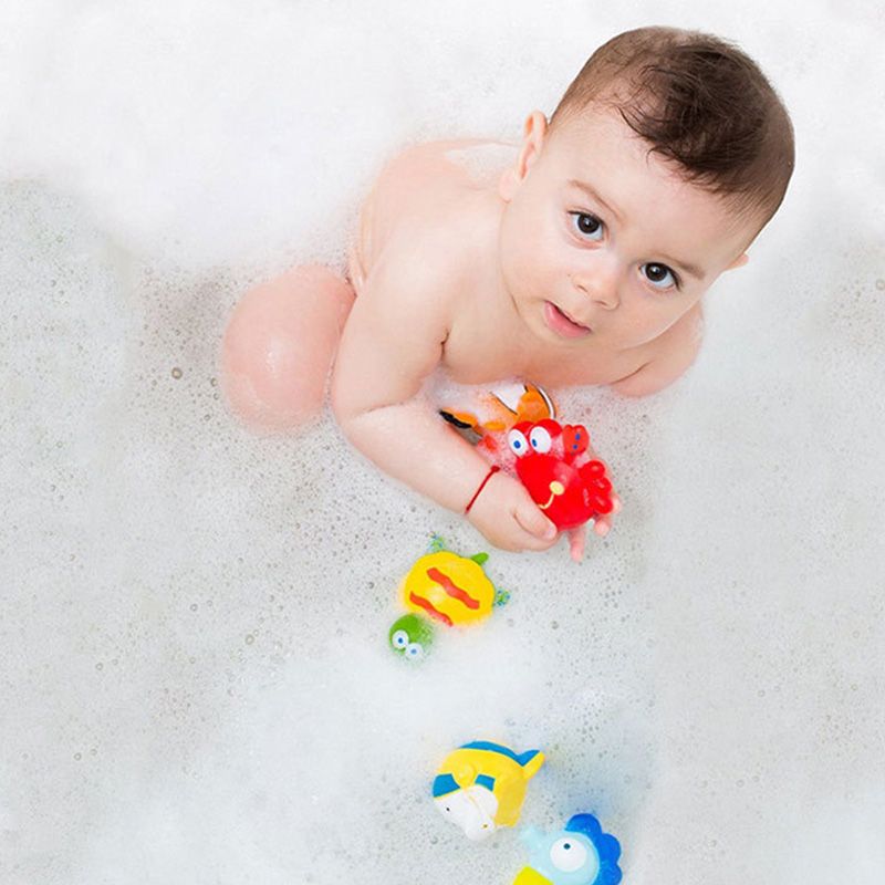 6 peças brinquedos de banho para bebês espremer animais flutuantes brinquedos de água para natação para banheiro Azul big image 3
