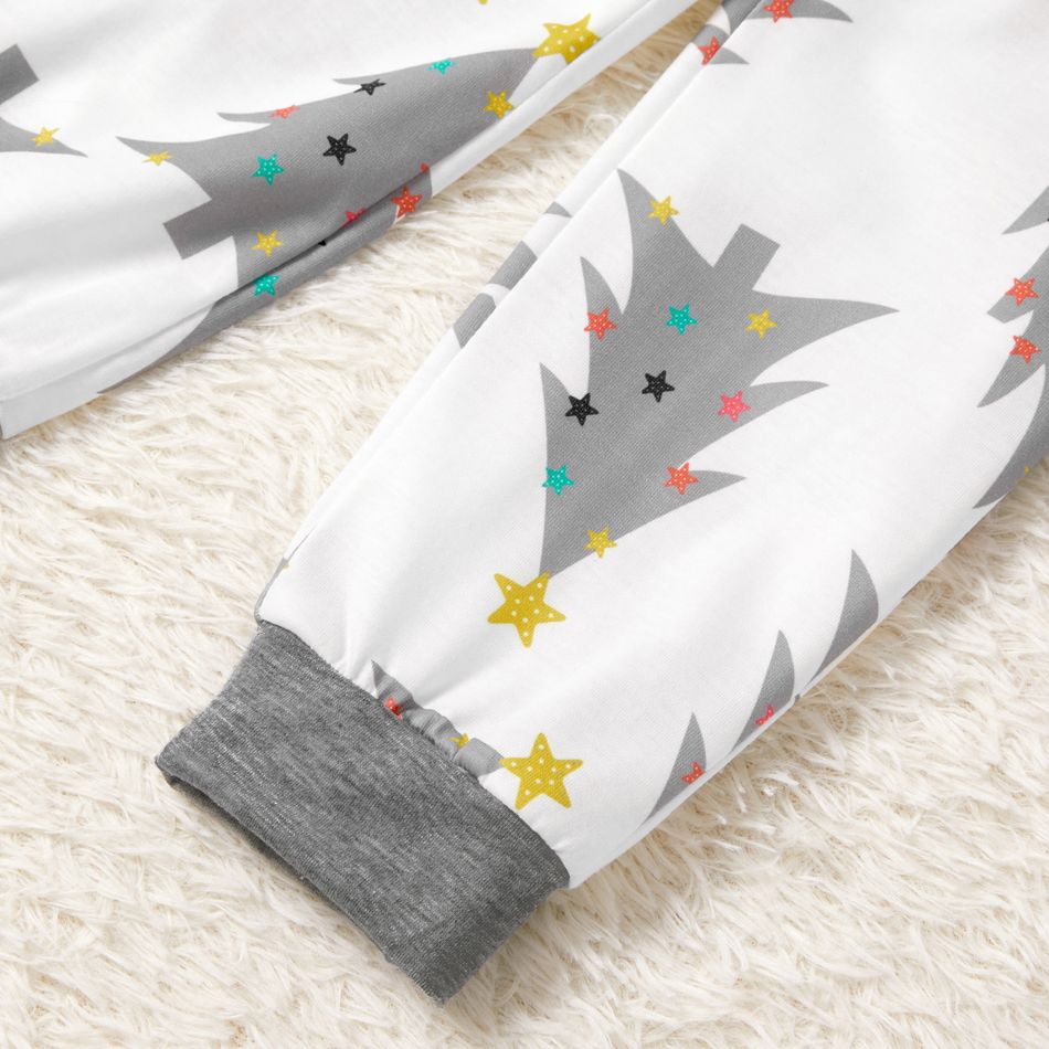 Family Matching Christmas Tree Print Pajamas Sets（Flame Resistant） Light Grey big image 9