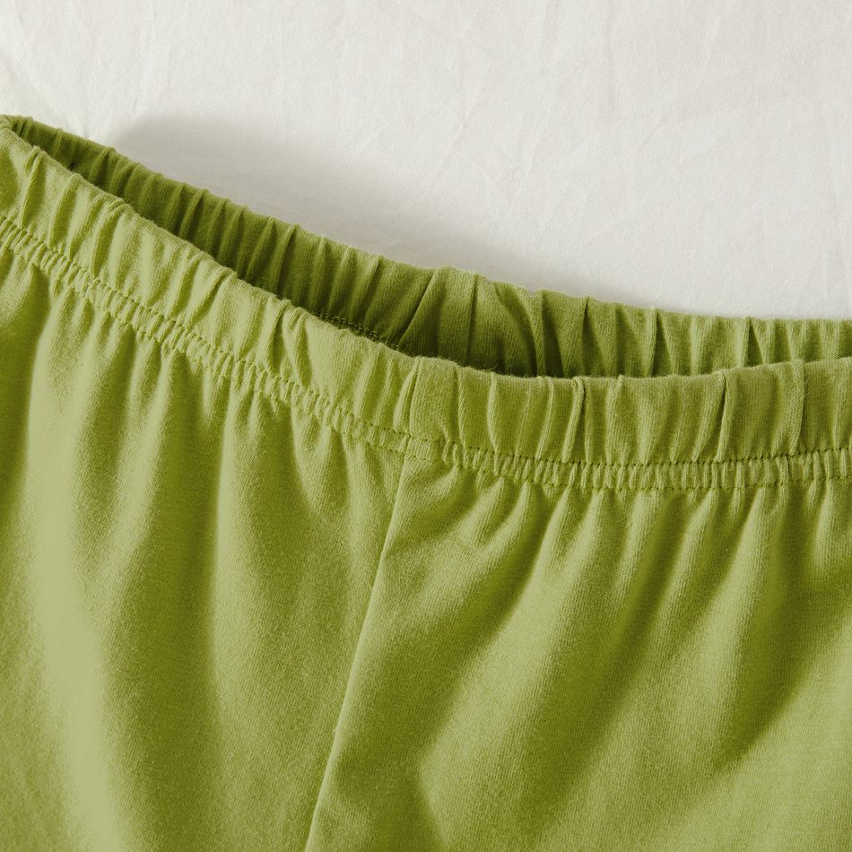 algodão crianças menina leggings elásticos sólidos Verde Pálido big image 5