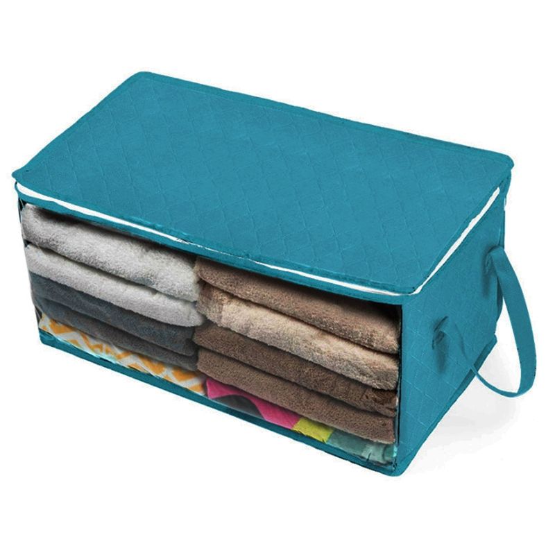 cama caixa de armazenamento inferior de dobrar a roupa edredão poeira recipiente à prova de humidade sob o saco de armazenamento de cama Cinza Azulado big image 1