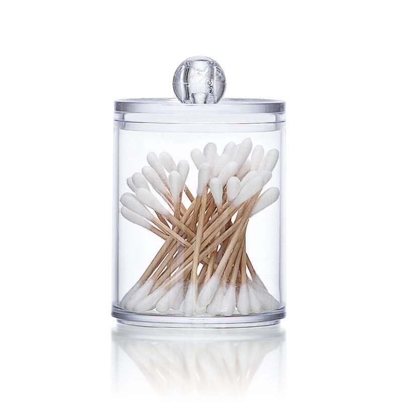 Creative Makeup Round Cotton Swabs Storage Box Bathroom Cotton Swab Organizer Transparent Toothpick Storage Case White big image 3