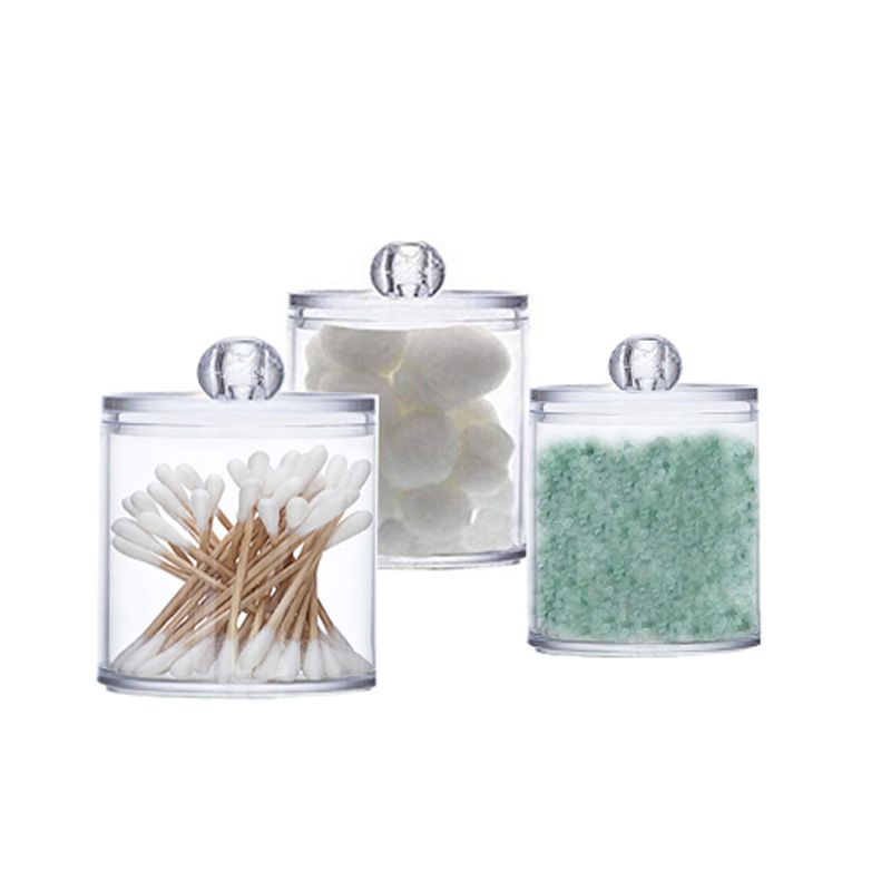 Creative Makeup Round Cotton Swabs Storage Box Bathroom Cotton Swab Organizer Transparent Toothpick Storage Case White big image 4