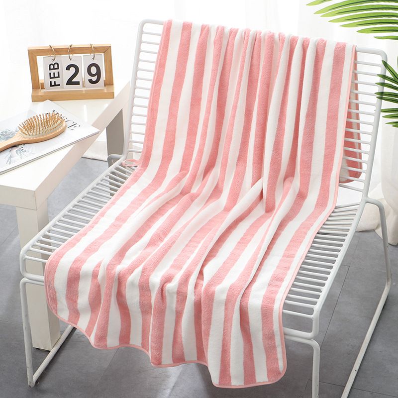 Striped Jacquard Bathroom Bath Beach Sun Bath Large Towel Gym Yoga Sports Towels Pink