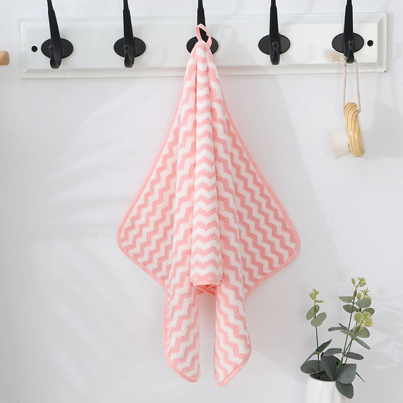 Stripe Jacquard Absorbent Washcloth Hand Towels for Kitchen Bathroom Light Pink