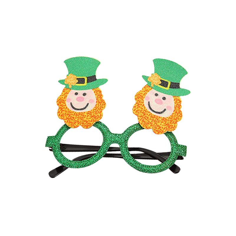Clovers St.Patricks Day Green Shamrock Glasses Decoration Orange